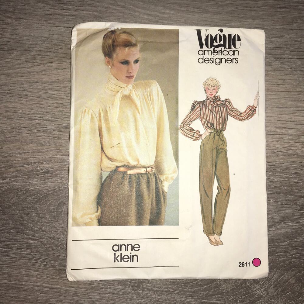 Vogue Sewing Pattern 2649 Misses Blouse Anne Klein American Designers 12 UNCUT